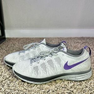 Nike Flyknit Lunar 2 Men's Size 8.5W Running Shoes Sneaker Gray Purple Athletic